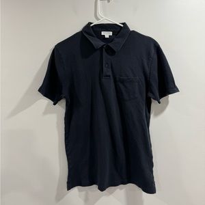 Sunspel Men Navy Blue Polo Shirt Size Medium